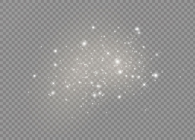 Stelle effetto bagliore di luce. scintille di vettore su sfondo trasparente. modello astratto di natale. particelle di polvere magica scintillanti.