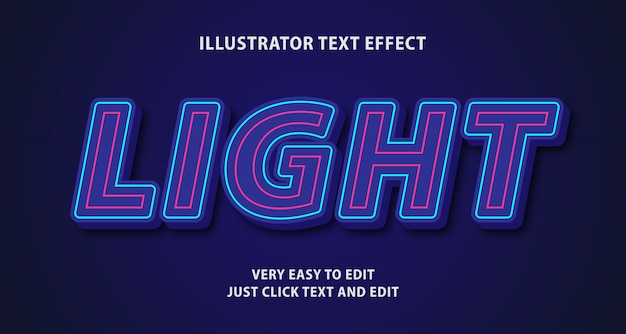 Light glow neon text effect, editable text