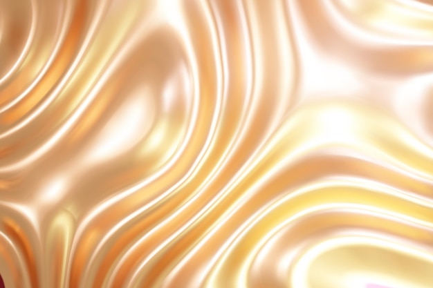 Light gold liquid molten metal abstract wavy background with reflects