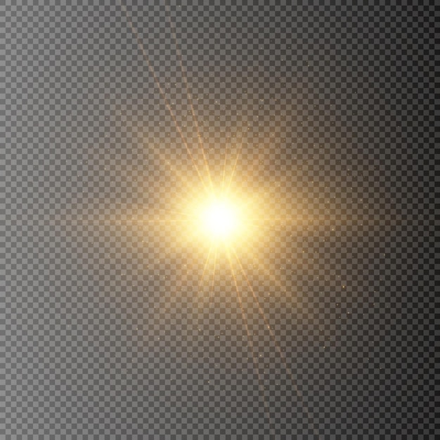 ライトゴールドスターライトゴールドのきらめき太陽光の閃光明るい太陽ベクトル