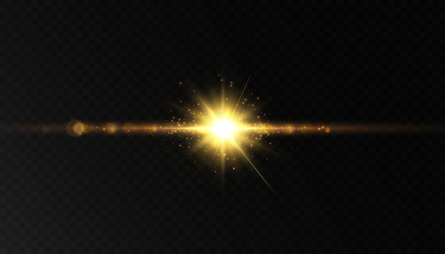 Light gold star png Light sun glow png Light flash of warm light with highlights