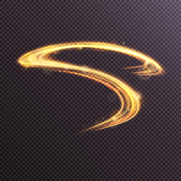 Light golden swirl Curve gold line light effect Glowing yellow effect Vector eps