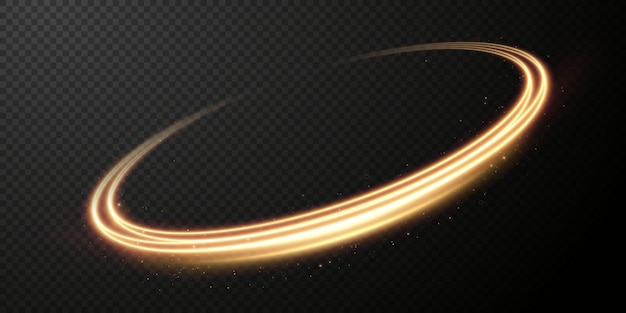 Luce dorata twirl curve effetto luce della linea dorata cerchio dorato luminoso vector png