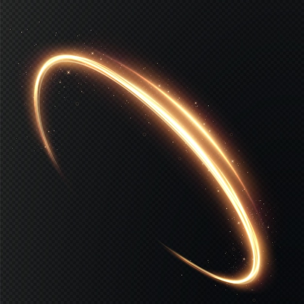 金色の線の光の金色の回転曲線の光の効果明るい金色の円ベクトルPNG