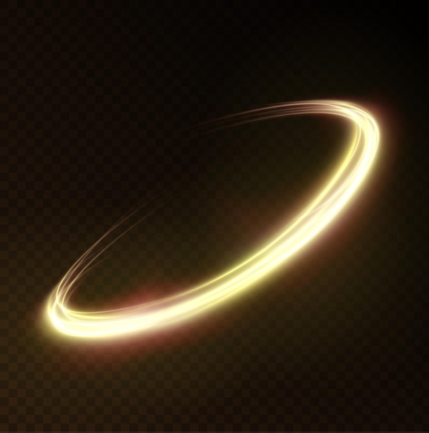 Luce dorata twirl curve effetto luce della linea dorata cerchio dorato luminoso vector png