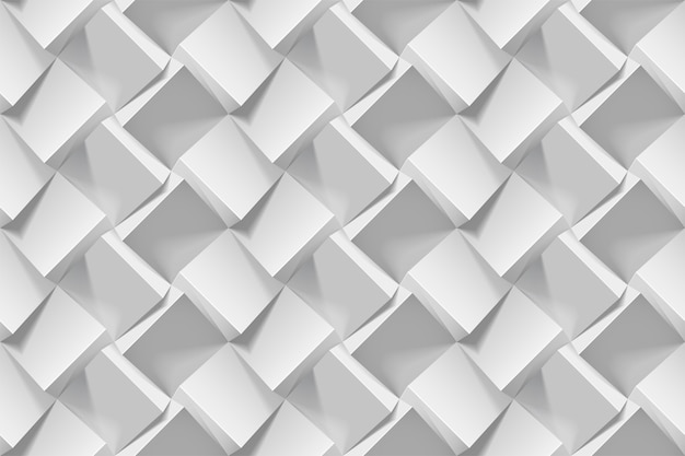 Vector light gray abstract seamless geometric pattern. realistic 3d white paper cubes. template