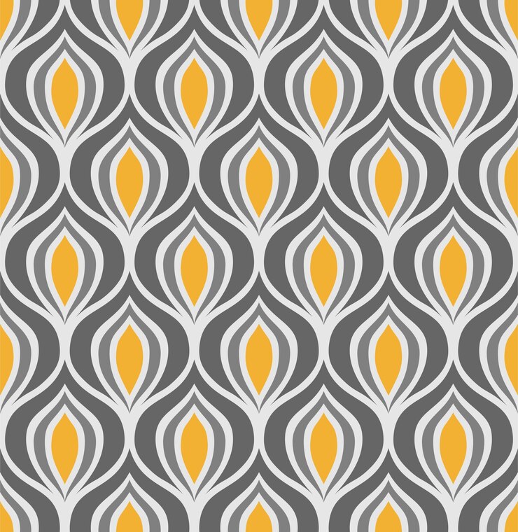 Vector light gray vector seamless background with yellow and gray abstract art deco figures