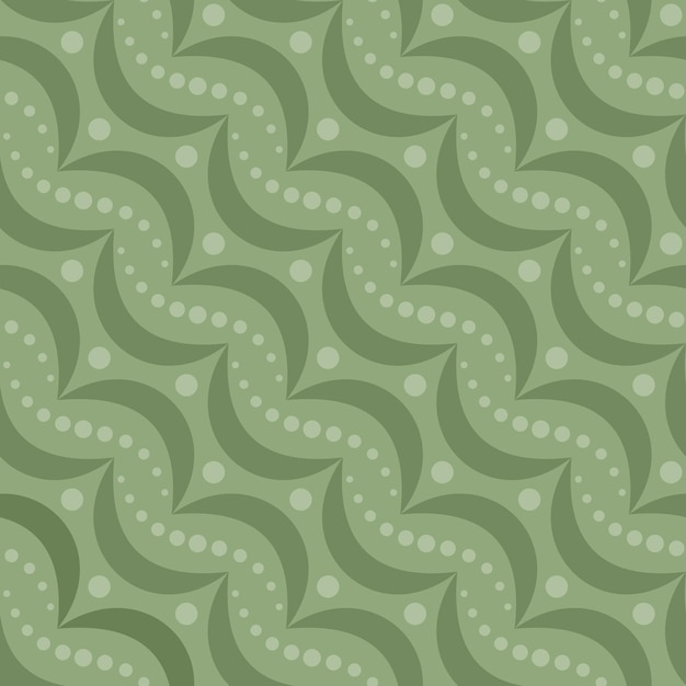 LIGHT GREEN ABSTRACT SEAMLESS PATTERN WITH CIRCLES HALF MOONS IN VECTOR