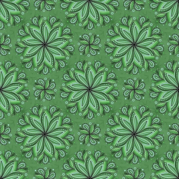 Light green seamless vector background with paisley pattern