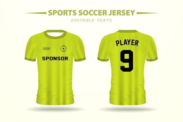 Light green soccer football jersey design and template