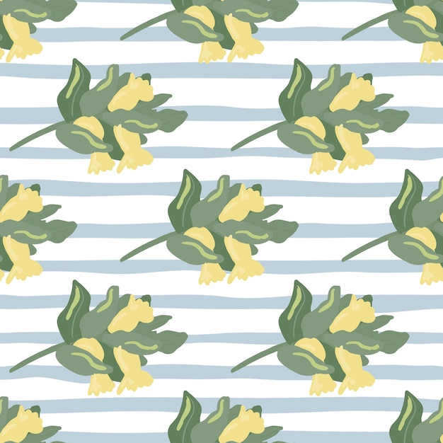 Light green and yellow branches and berries seamless pattern