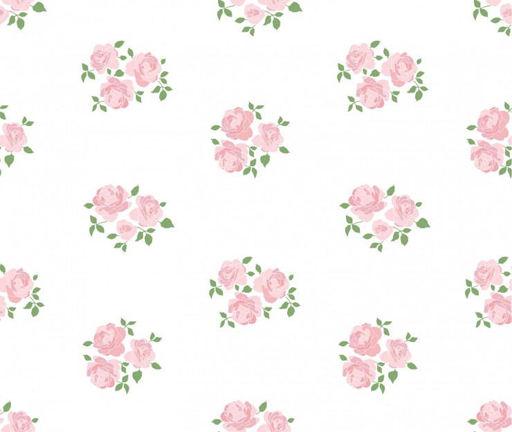Light hand drawn rustic pattern with roses