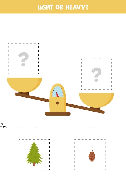 Light heavy or equal Cut pictures below and glue to the right box