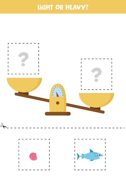 Vector light heavy or equal cut pictures below and glue to the right box