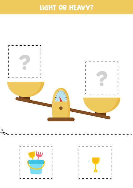 Light heavy or equal Cut pictures below and glue to the right box