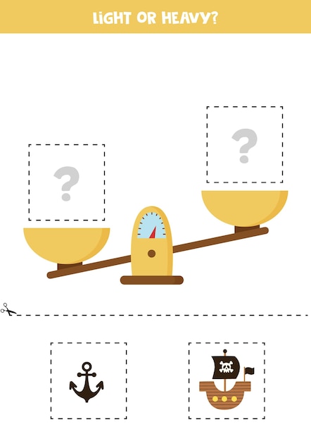 Light heavy or equal Cut pictures below and glue to the right box