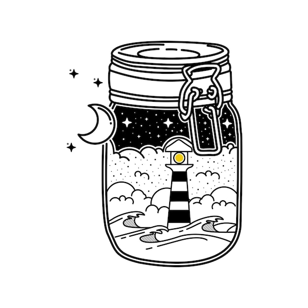 Vector light house in jar