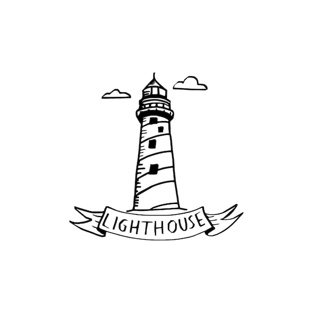 light house logo hand drawn style