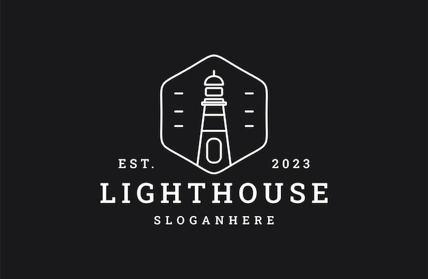 Light house logo vector icon illustration hipster vintage retro