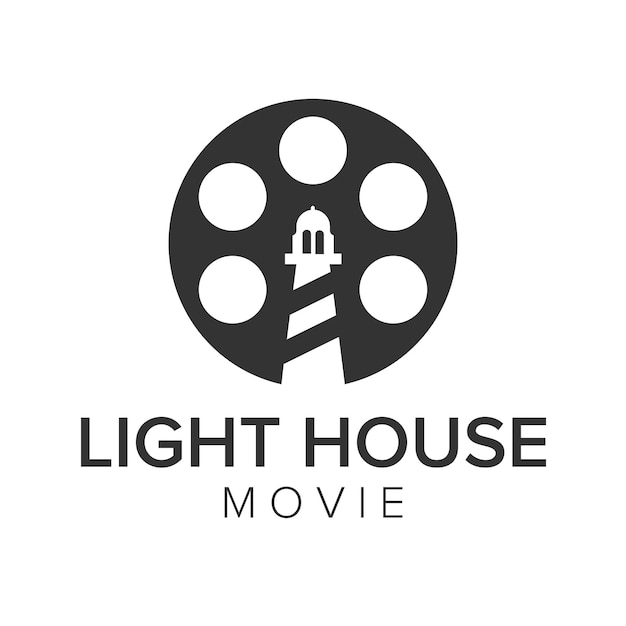 Vector light house movie negative space logo icon vector template