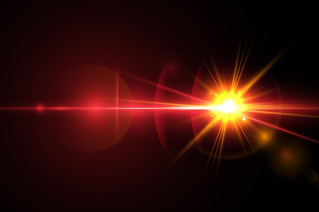 Light lens flare red effect with vector sun light.