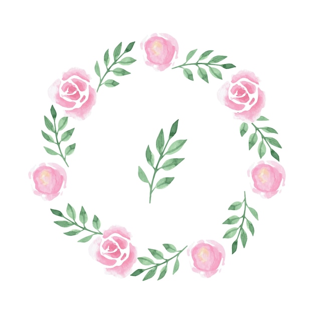Light loose endless brush and wreath with watercolor roses