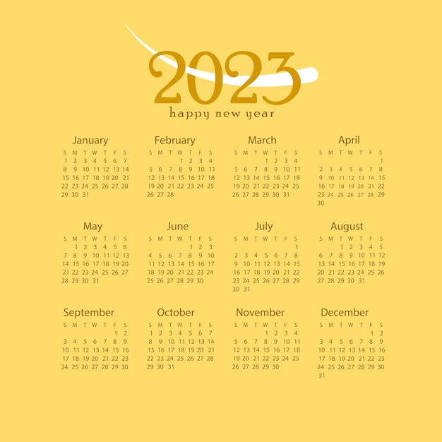 light minimal calendar 2023. Happy new year 2023 calendar