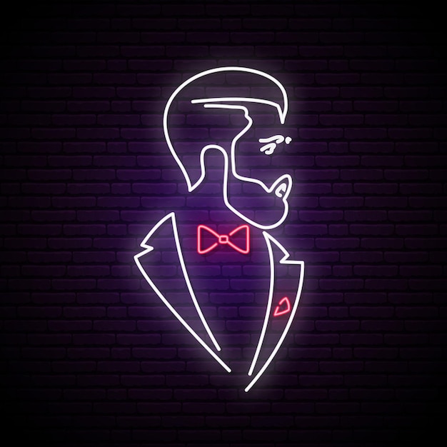 Light neon signboard with elegant gentleman