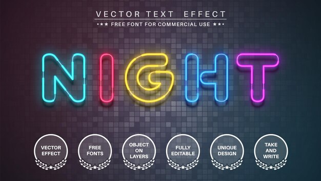 Light night club edit text effect editable font style