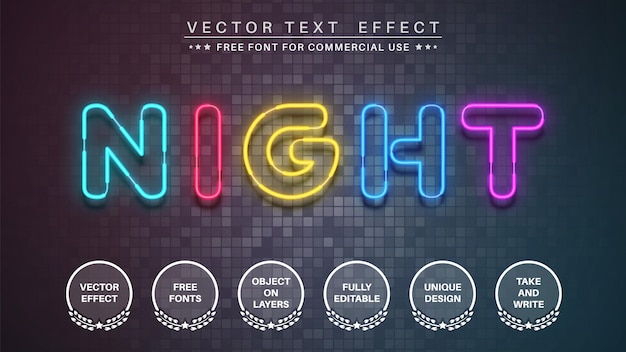 Light night club modifica effetto testo stile carattere modificabile