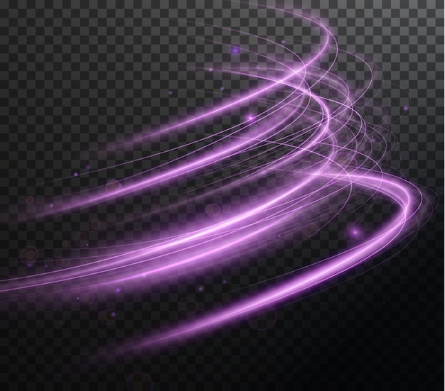 Light pink Twirl. Curve light effect of pink png line. Luminous pink circle.