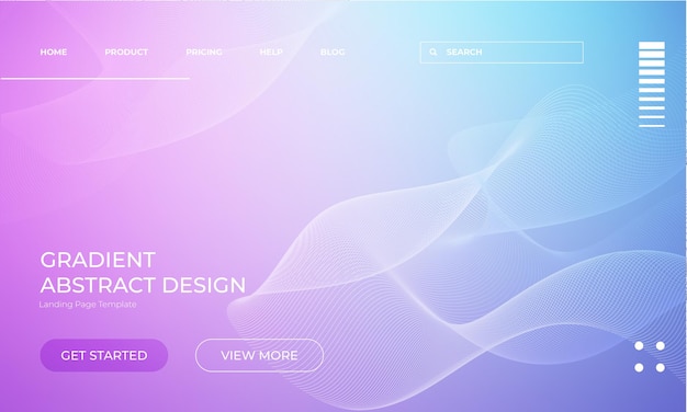Вектор Шаблон целевой страницы с фиолетовым и синим градиентом вектора с абстрактной текстурой фона