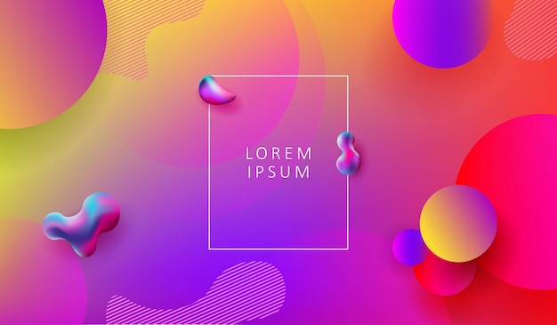 Light rainbow background with circles and abstract geometric multicolored shapes