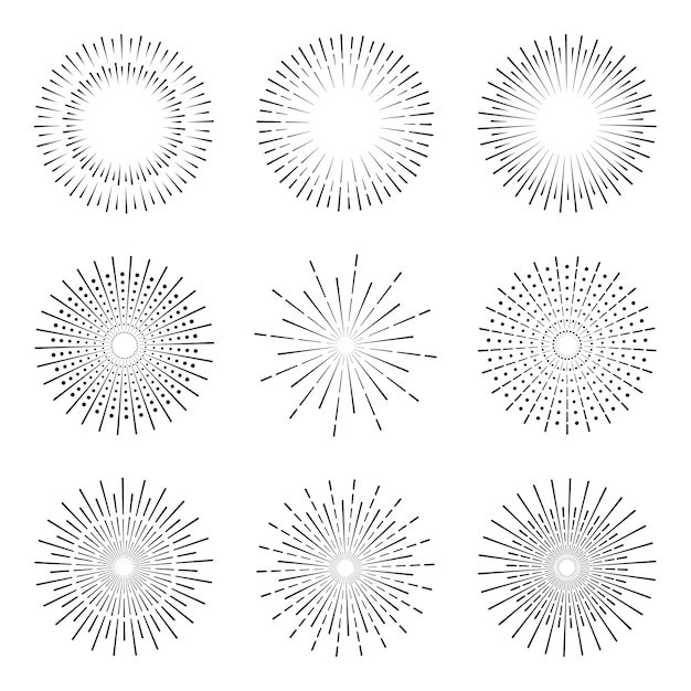 Vector light rays of burst.