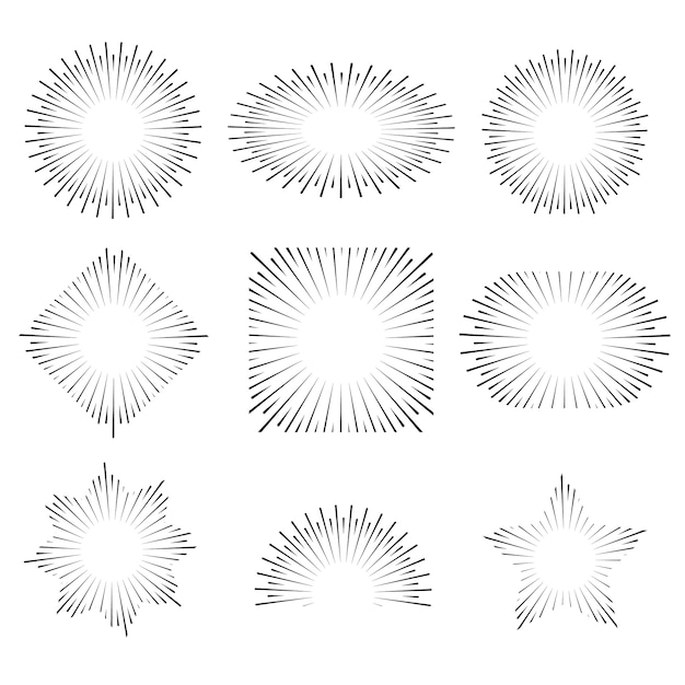 Vector light rays of burst.