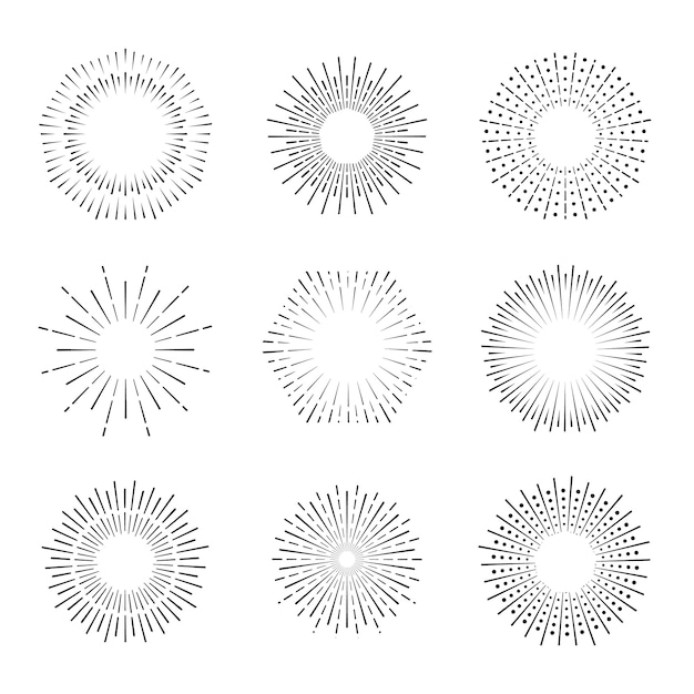 Vector light rays of burst.