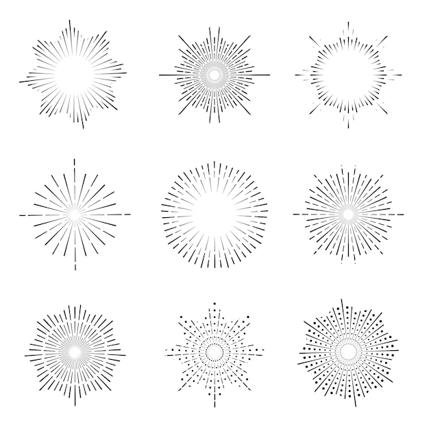 Vector light rays of burst.