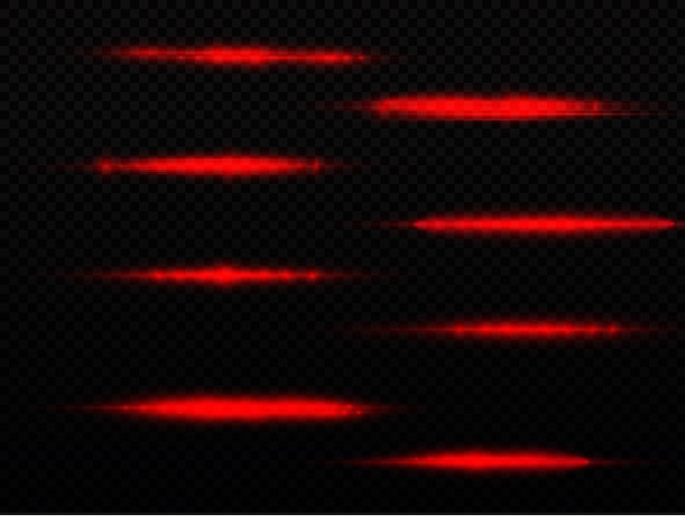 Raggi di luce flash razzi lenti orizzontali pack velocità raggi laser bagliore linea rossa movimento bagliore luminoso