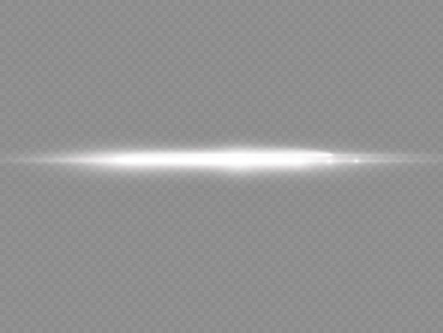 光線フラッシュホワイト水平レンズフレアパックレーザービームが白く光るライン美しいフレア