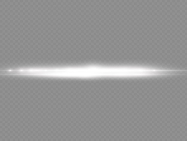 Light rays flash white horizontal lens flares pack laser beams glow white line beautiful flare