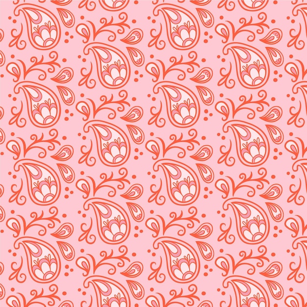 Vector light red paisley bandana seamless pattern