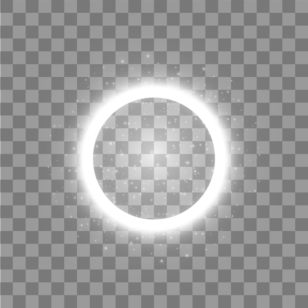 Vector light ring. round shiny frame with lights dust trail particles  on transparent background.  concept