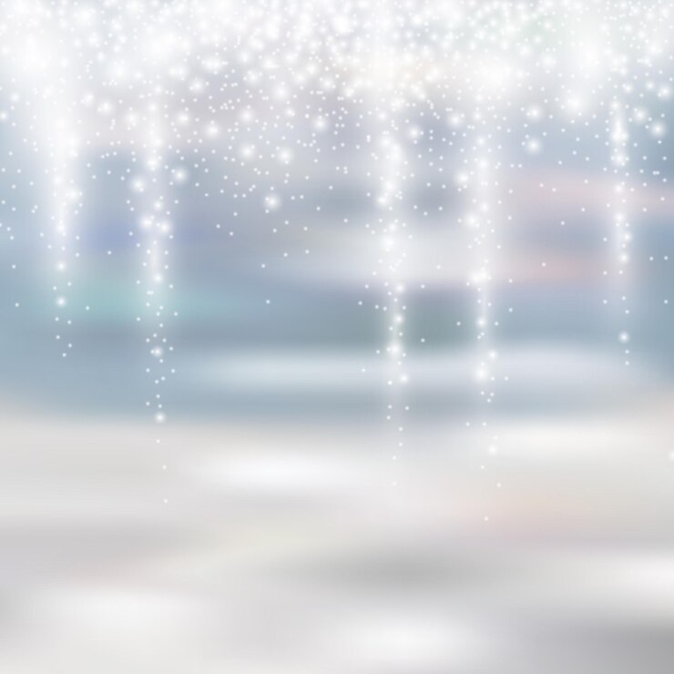 冬に向けて、つららの降雪がキラキラと半透明のライトシルバーとホワイトのクリスマス