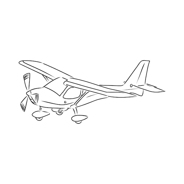 Vector light single-engine aircraft with pilot flies against the background of an abstract landscape. vector illustration.