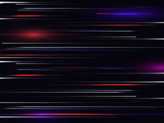 Vector light speed colorful motion lines abstract in black background