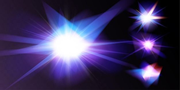 Light star crystal shiny hologram bokeh Set of transparent color effects