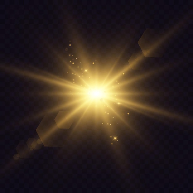 Vector light star gold png. light sun gold png. light flash gold png. vector illustrator.