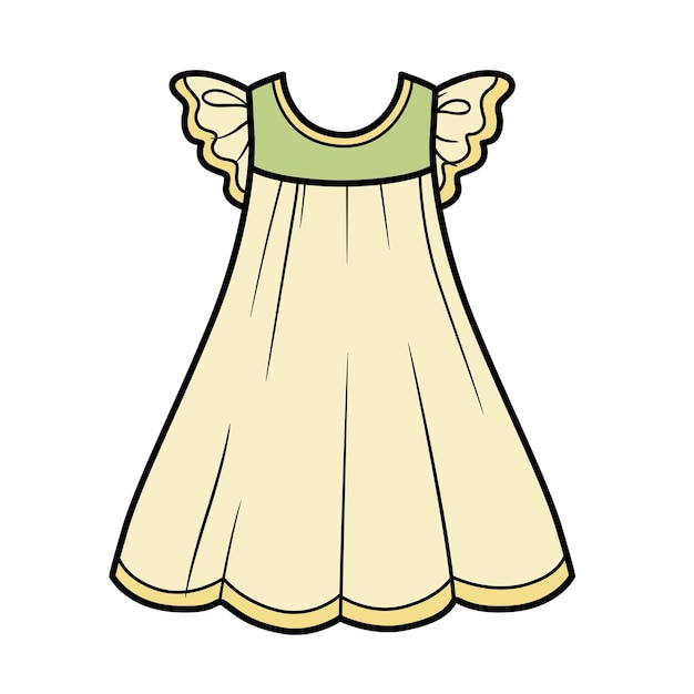 Light summer romantic dress color variation for coloring page on a white background