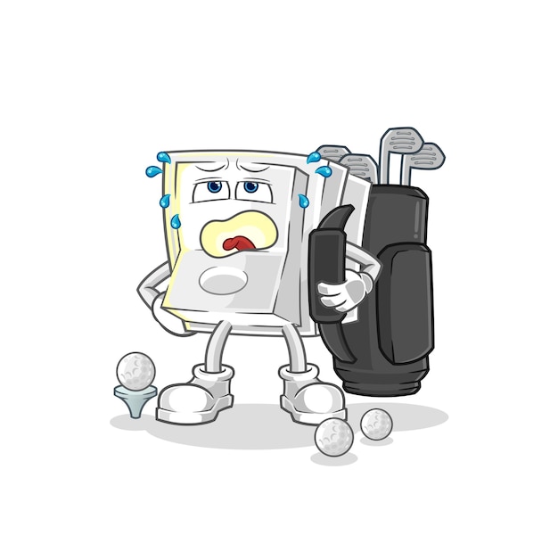 Light switch with golf equipment cartoon mascot vector