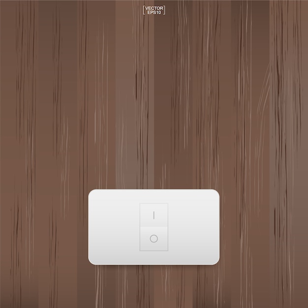 Vector light switch on wood wall background